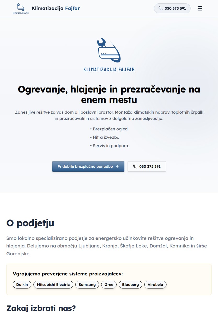 Klimatizacija fajfar on a tablet